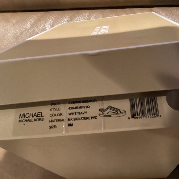 Michael Michael Kors Boerum Sneakers, Size 8M, MK Signature PVC, White/Navy NWT - Picture 5 of 6